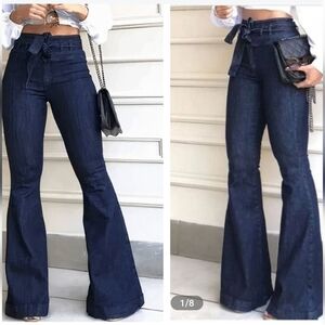 NWT Flamingo 90's vintage tie butt lifting flare jeans